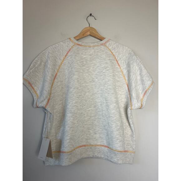 NWT Mother Short Sleeve Concert Tuck Cotton Blend Crewneck Top Gray Size: Medium - Picture 7 of 8